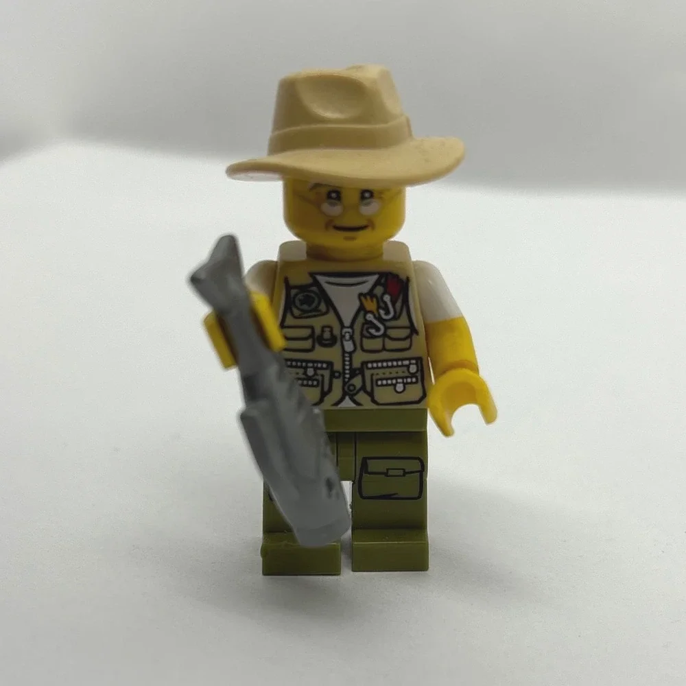 LEGO City Fisherman Minifigure Vest Safari Hat Fish Father's Day Dad Grandpa